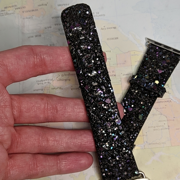 Apple watch band leather black glitter 42MM/44MM - Picture 3 of 4